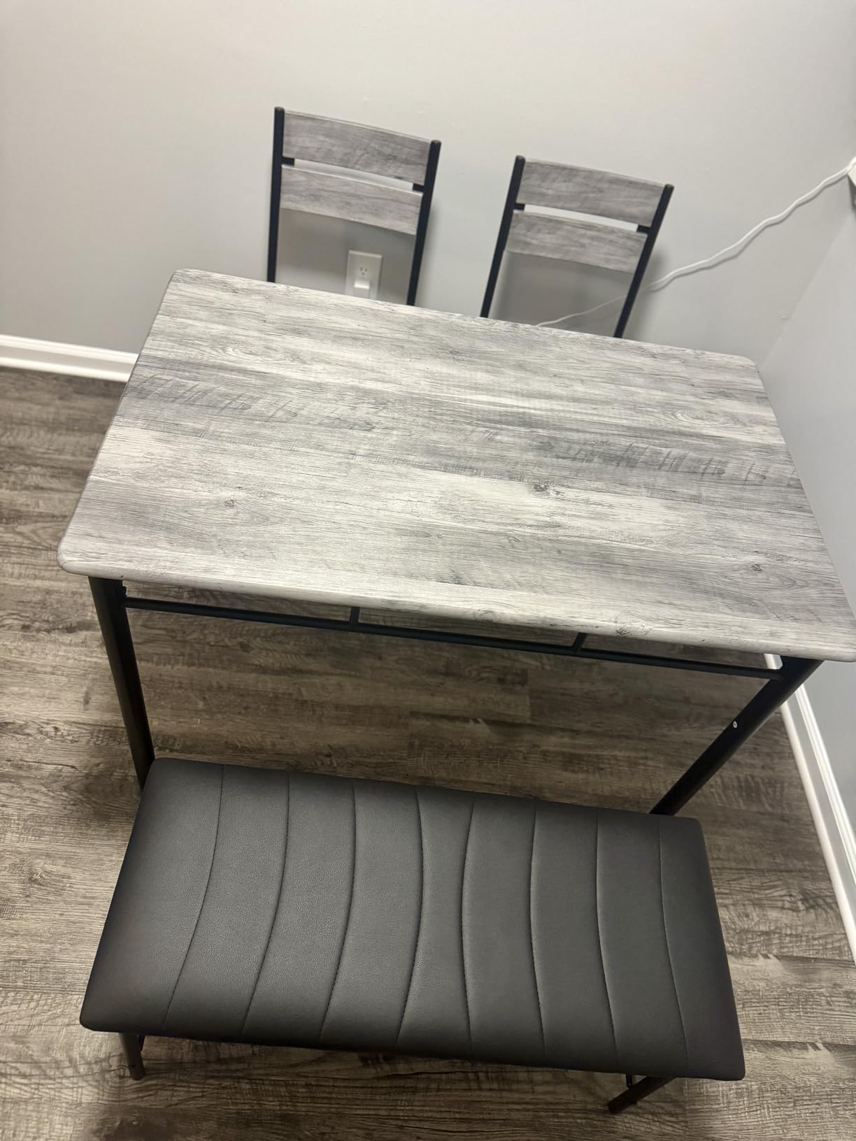 IRONCK Dining Table Set for 4, Kitchen Table with Upholstered Bench and 2 Chairs, Kitchen Table and Chairs Set for Small Space, Apartment, Gray customer photo 2