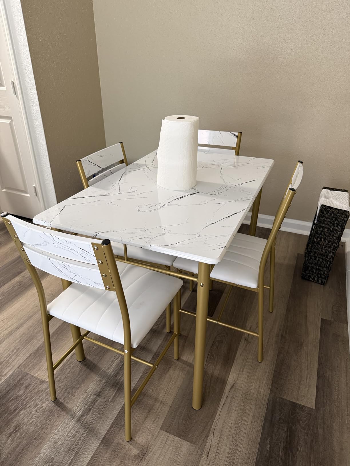 IRONCK Dining Table Set for 4, Wood Kitchen Table with Upholstered Chairs for Kitchen Room and Small Spaces, Grey customer photo 2