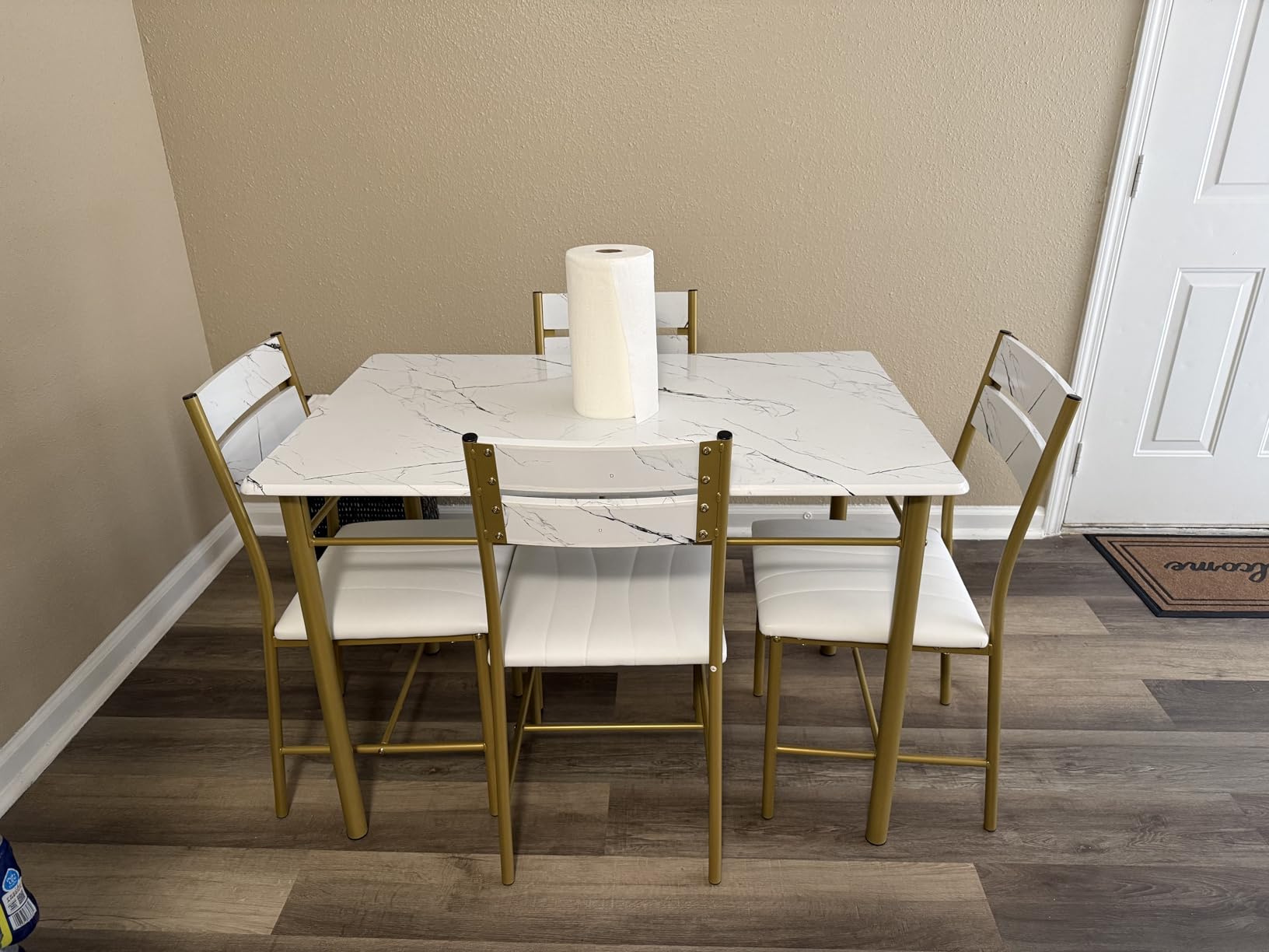 IRONCK Dining Table Set for 4, Wood Kitchen Table with Upholstered Chairs for Kitchen Room and Small Spaces, Rustic Brown customer photo 1