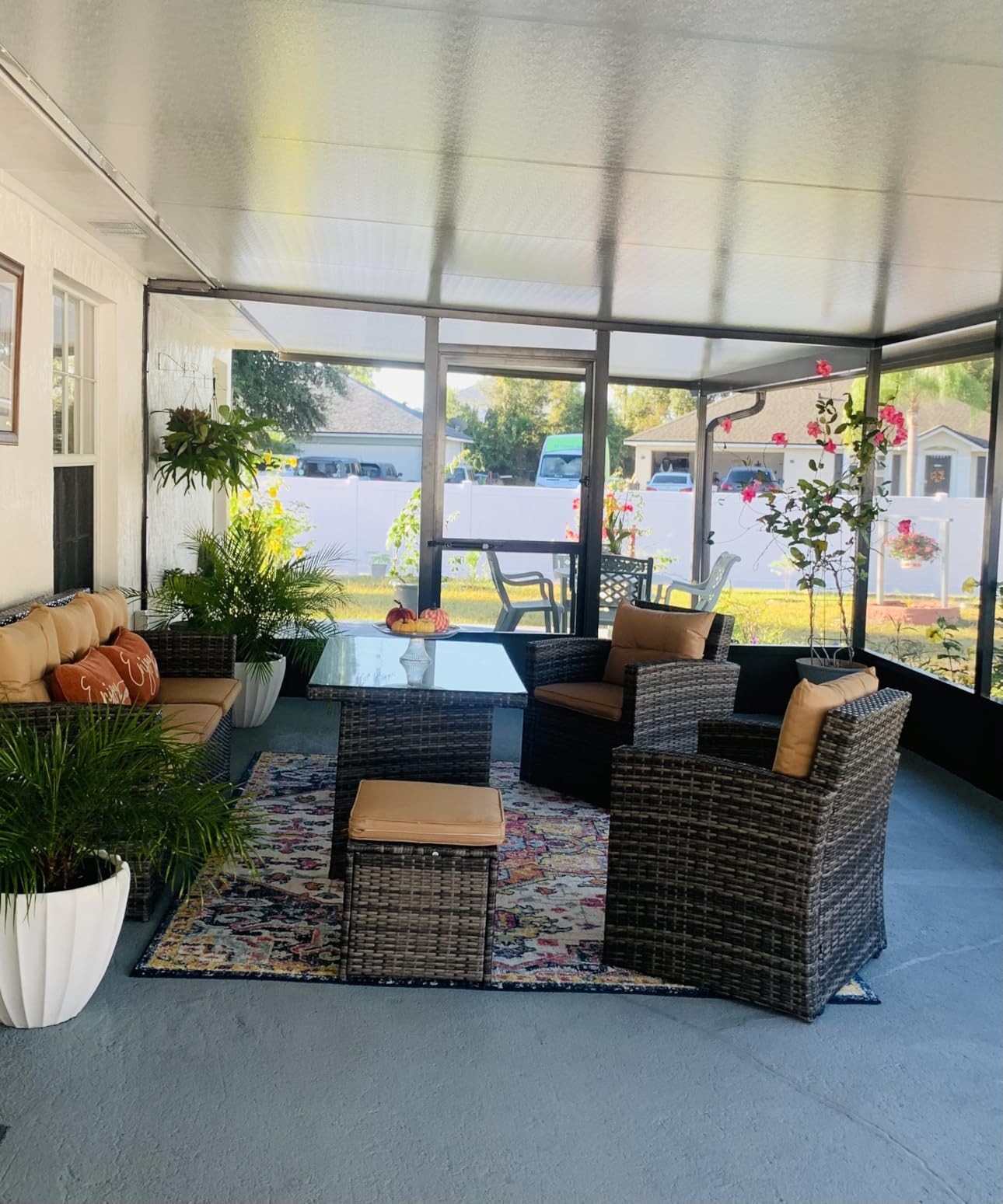 7 Pieces Black Patio Furniture Set - All-Weather Outdoor Sectional Wicker Conversation Sofa, Rattan Patio Seating Sofa Set with Grey Cushions and Glass Table for Porch Poolside customer photo 2