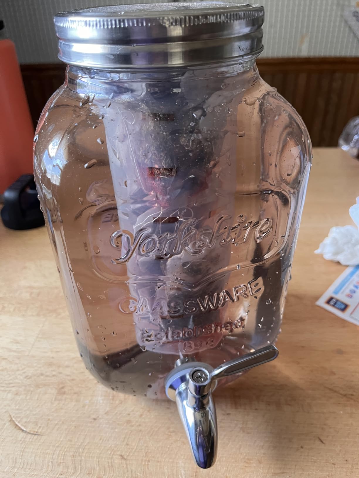 1 Gallon Glass Beverage Dispenser with Lid, Stainless Steel Spigot, Glass Drink Dispensers for Parties, Lemonade Dispenser with Ice Cylinder for Weddings, Party, Sun Tea Jar customer photo 1