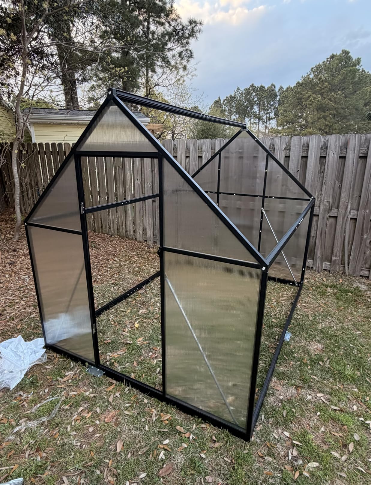 HOOYEAH 6 x 4 FT Polycarbonate Greenhouse, Winter Greenhouses for Outdoors, Outdoor Greenhouse with Roof Air Vent, Heavy Duty Walk-in Aluminum Green House for Outside Garden Backyard customer photo 2