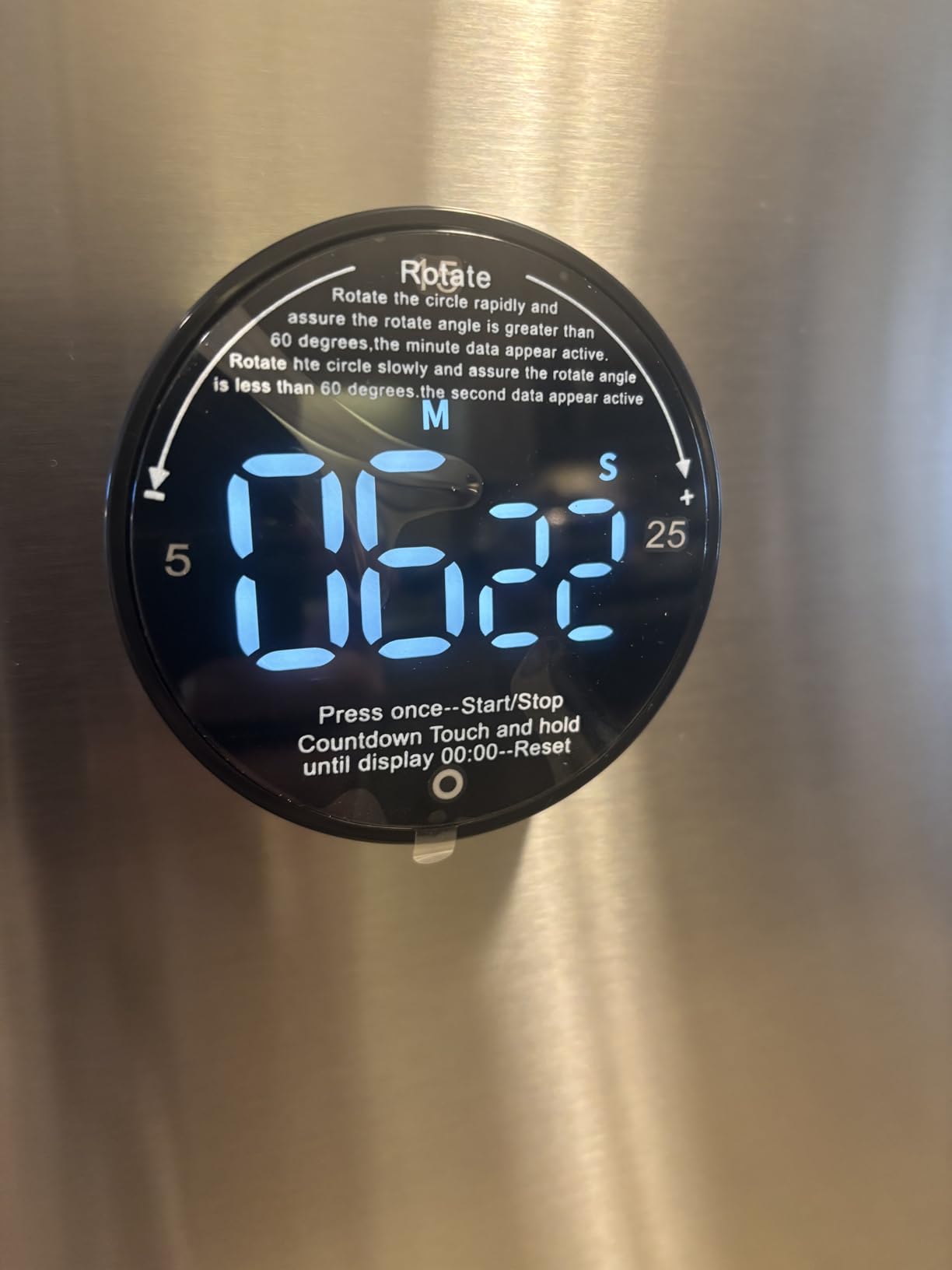 Magnetic Kitchen Timer for Cooking with Loud Alarm - Large LED Display Rotating Countdown Pomodoro Timer, Preset 5/15/25 Mins Easy for Seniors and Kids, for Baking Grilling Studying customer photo 1