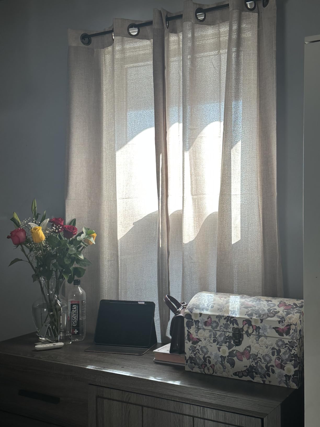 BGment Linen Kitchen Window Curtains Over Sink - 36 Inch Length Cafe Drapes Semi Sheer with Rod Pocket Light Filtering for Bathroom Small Window, Beige, 2 Panels, Each Panel 30 Inch Wide customer photo 1