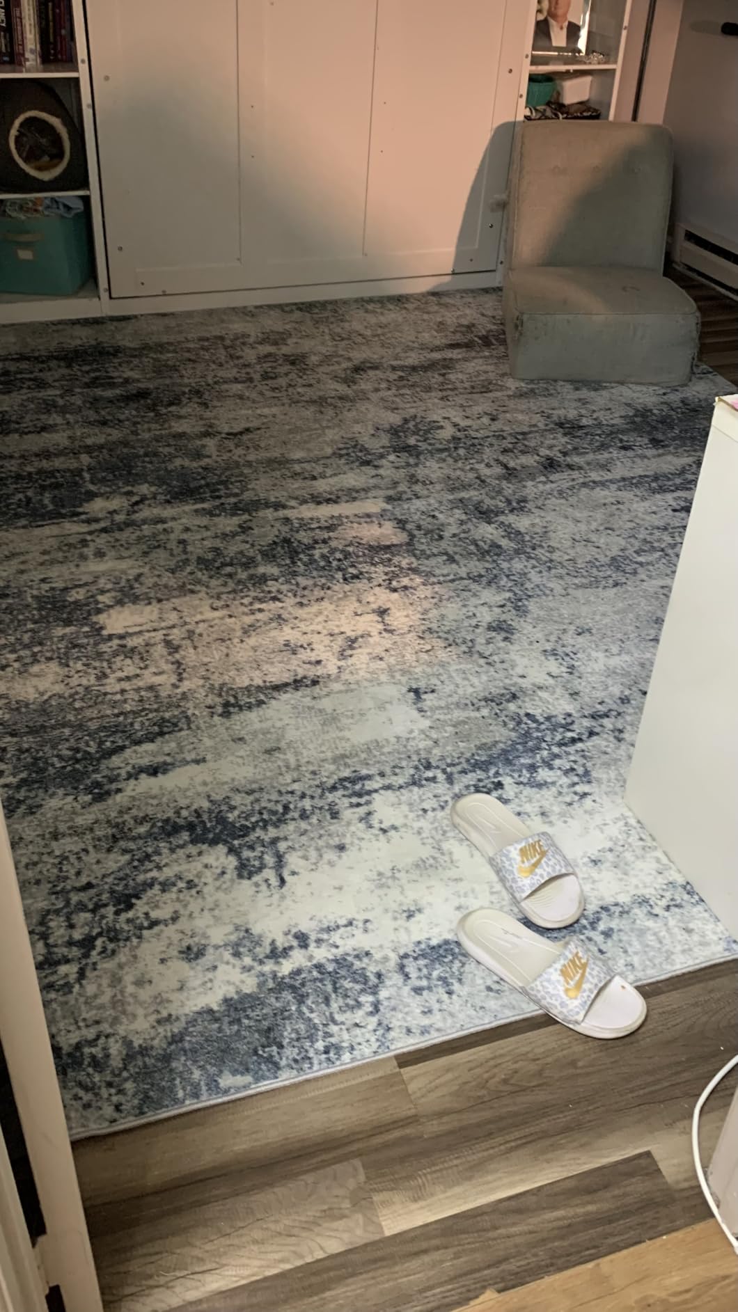 8x10 Area Rugs for Living Room Rug Washable: Abstract Large Rug for Dining Room Bedroom Carpet Non Slip 8 by 10 Indoor Modern Nursery Home Office Blue Grey customer photo 2
