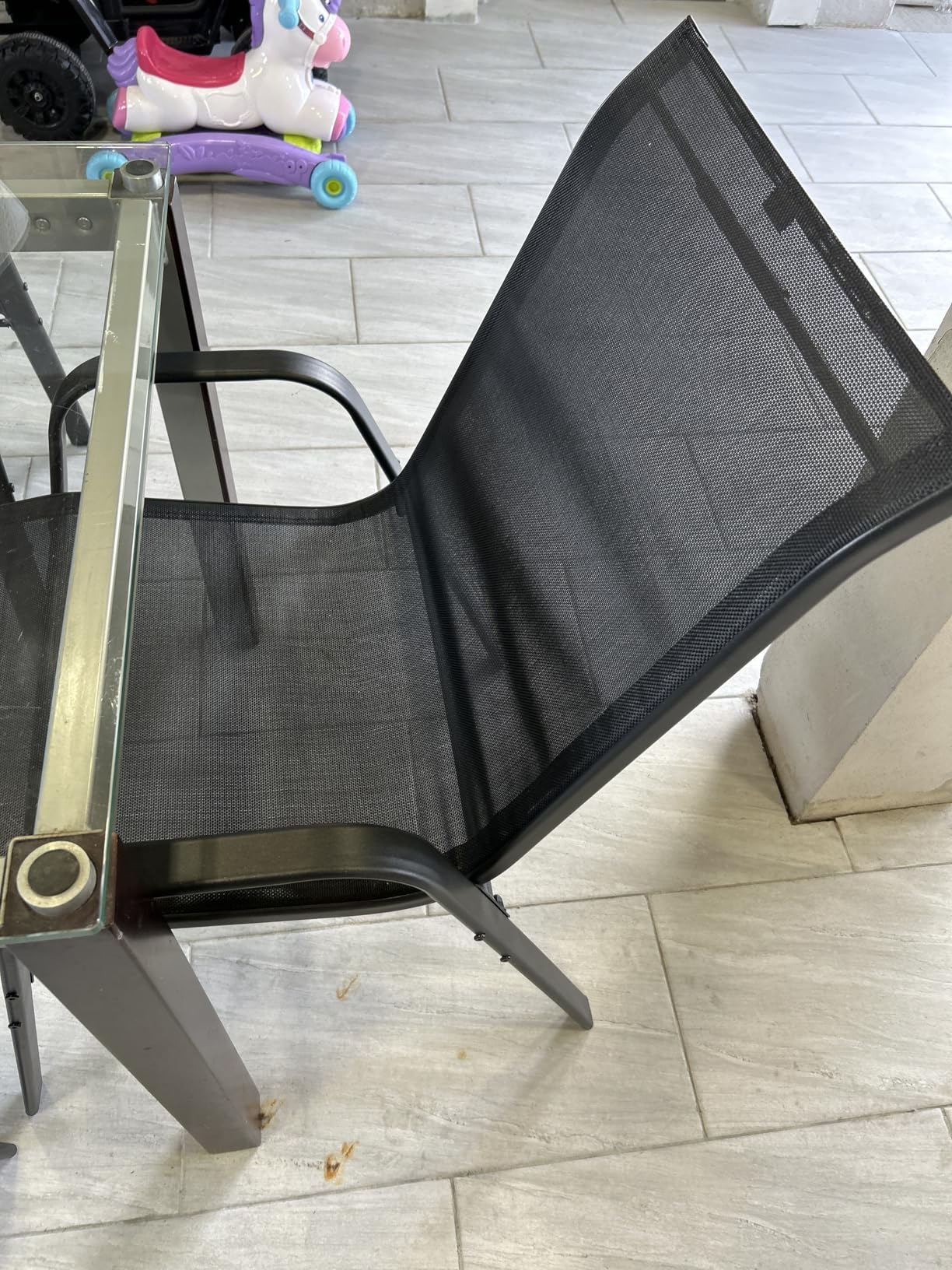 Patio Chairs Set of 6 Stackable Outdoor Dining Chairs Textilene Fabric & Metal Frame customer photo 1