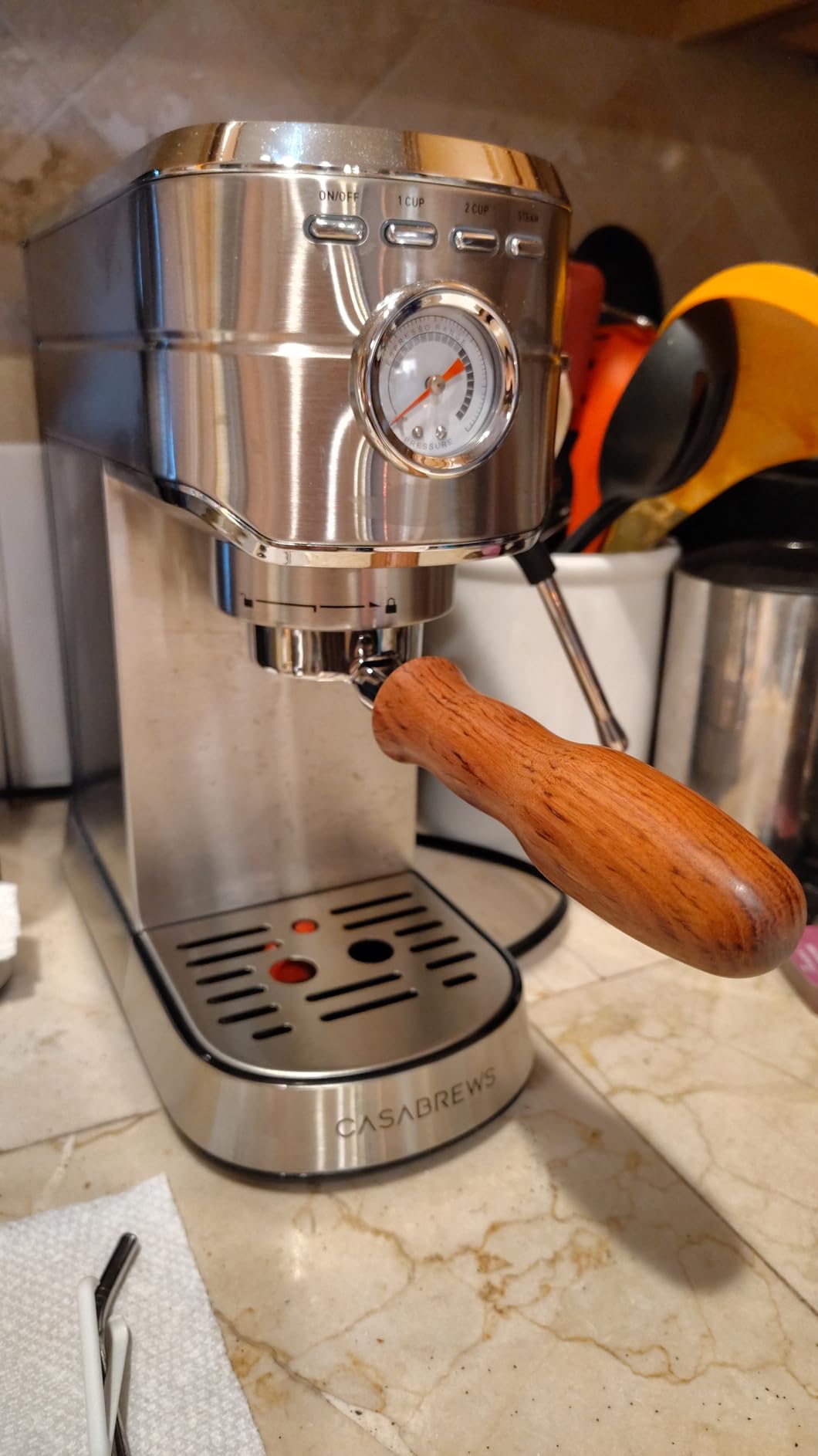 54mm Bottomless Portafilter with Puck Screen, Compatible with Breville BES870/880 & Solis etc., 3-Ear Stainless Head customer photo 1