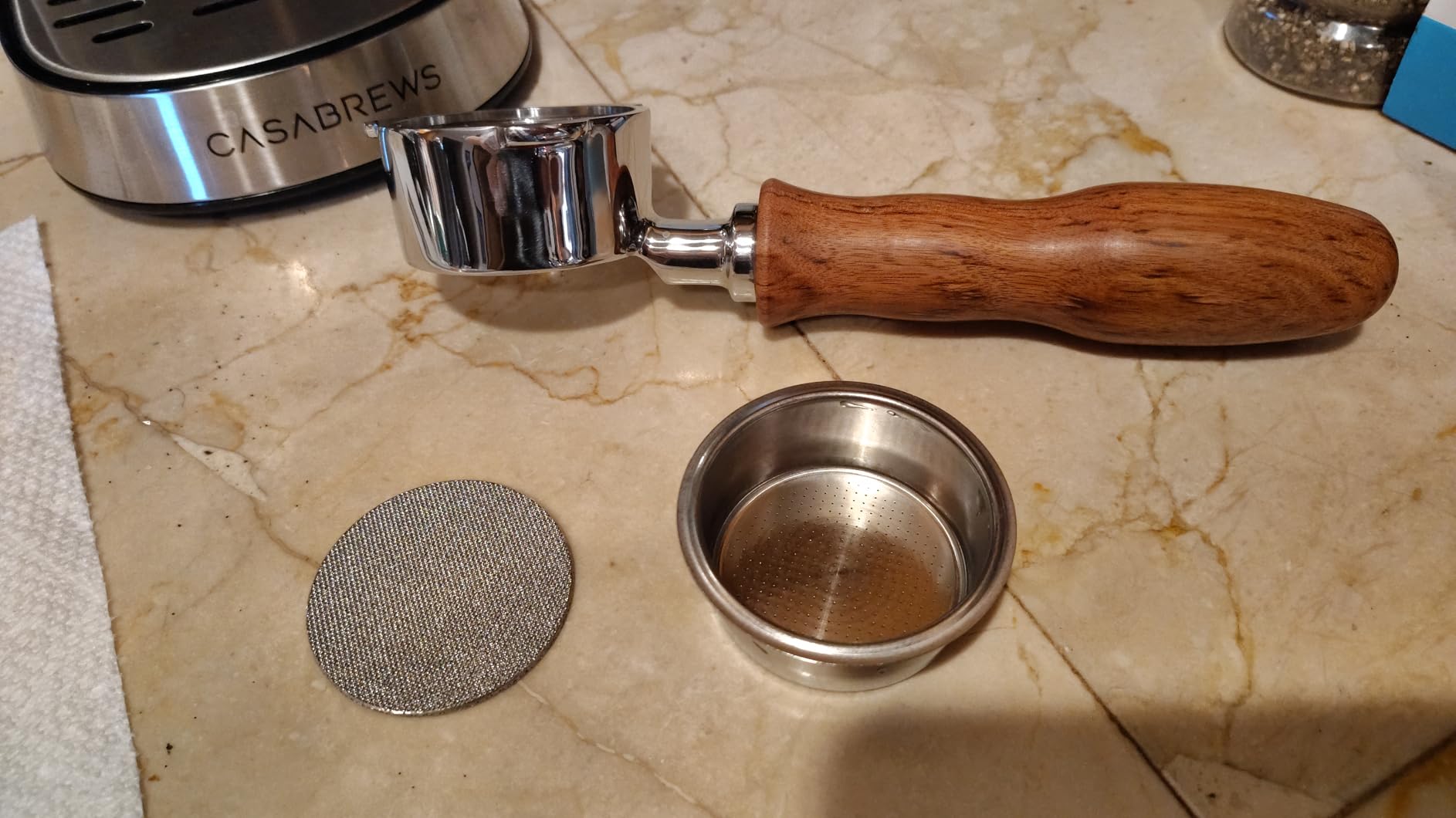 54mm Bottomless Portafilter with Puck Screen, Compatible with Breville BES870/880 & Solis etc., 3-Ear Stainless Head customer photo 2