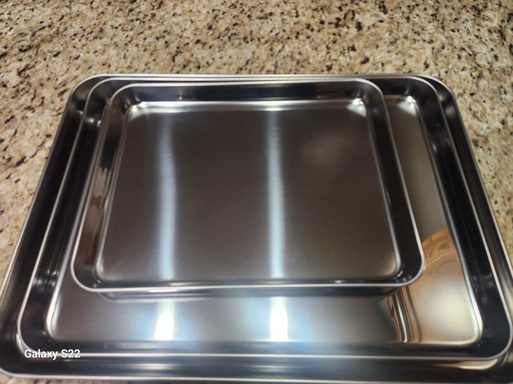 Baking Sheet Set of 3, Commercial Grade Stainless Steel Cookie Sheets for Baking, 12/16/17.5 Inch customer photo 1