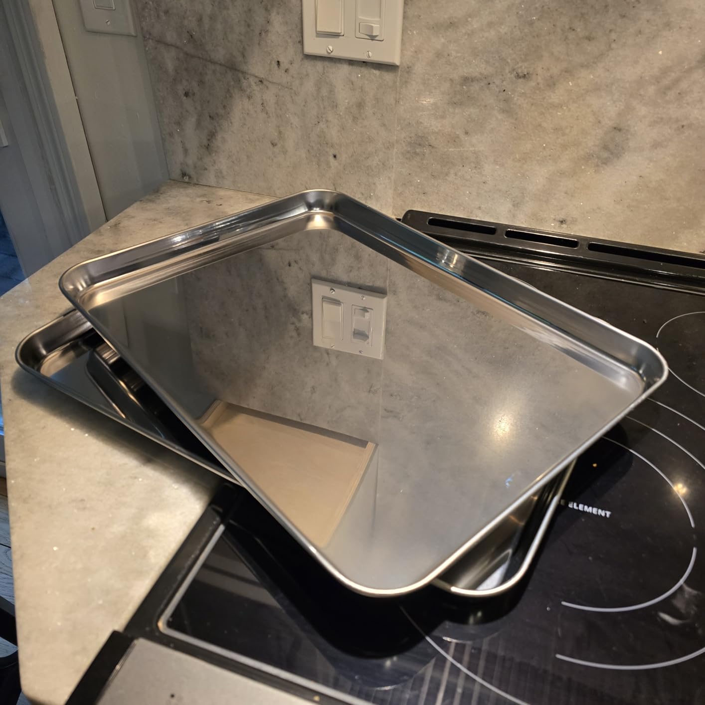 Baking Sheet Set of 3, Commercial Grade Stainless Steel Cookie Sheets for Baking, 12/16/17.5 Inch customer photo 2