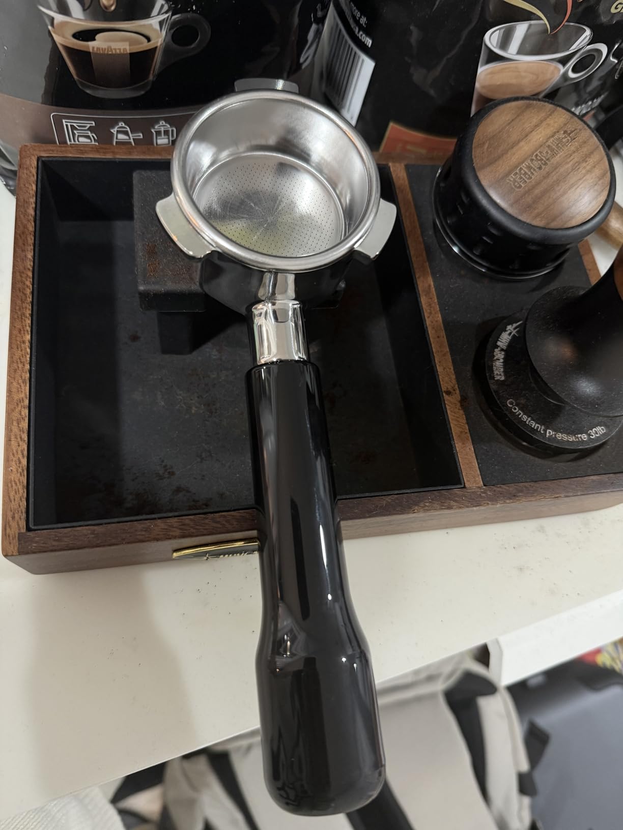54mm Bottomless Portafilter - 3 Ears with Stainless Steel Filter Basket, Fits Breville Barista Express, Pro, Touch, Bambino Plus, Infuser (880BSS, 870XL, 878BSS, 500BSS, 840XL), Black customer photo 1