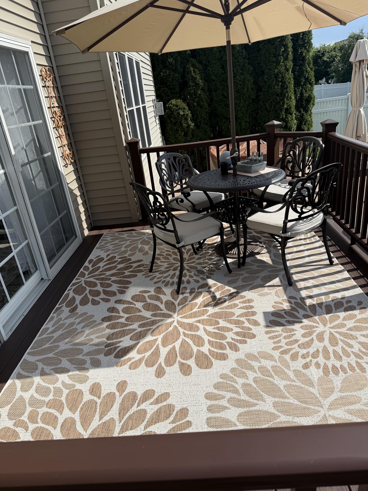 Beverly Rug Outdoor Rug 5x7 Modern Bordered Area Rugs for Indoor and Outdoor Patio Deck Porch Garden Waterproof Weather Sun Resistant Washable Outside Carpet (5 x 7 Jute) customer photo 1