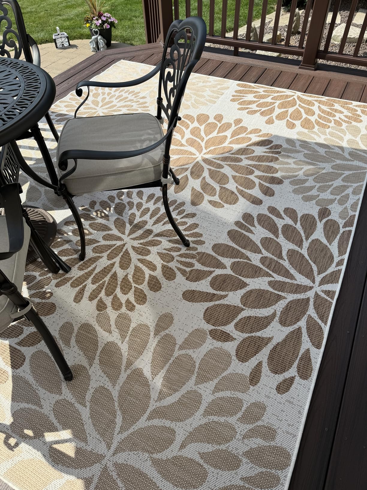 Beverly Rug Outdoor Rug 5x7 Modern Bordered Area Rugs for Indoor and Outdoor Patio Deck Porch Garden Waterproof Weather Sun Resistant Washable Outside Carpet (5 x 7 Jute) customer photo 2