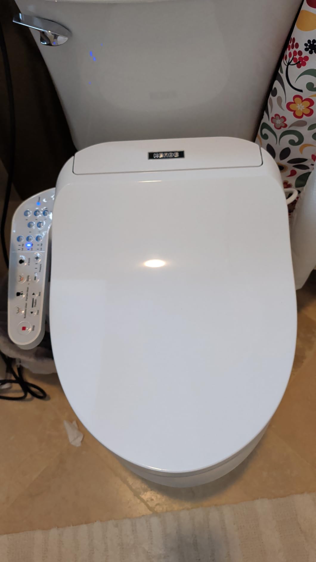 KERDE P30B Bidet Toilet Seat - Dual Control (Side Panel & Remote), Warm Water Wash, Heated Seat, Warm Air Dryer, LED Night Light,Existing Toilets Electric Bidet Elongated Electronic Heated Smart customer photo 1