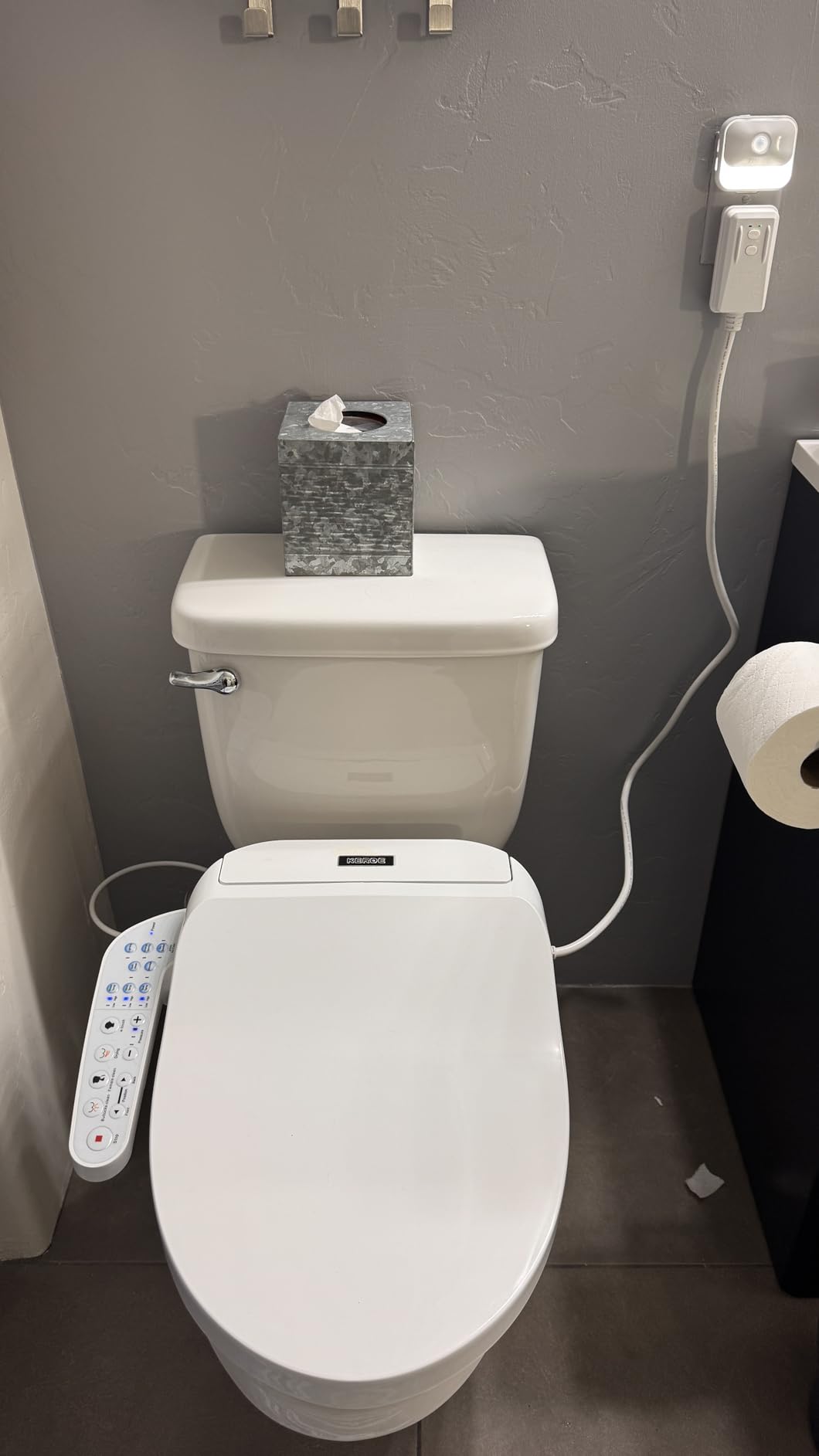 KERDE P30B Bidet Toilet Seat - Dual Control (Side Panel & Remote), Warm Water Wash, Heated Seat, Warm Air Dryer, LED Night Light,Existing Toilets Electric Bidet Elongated Electronic Heated Smart customer photo 2