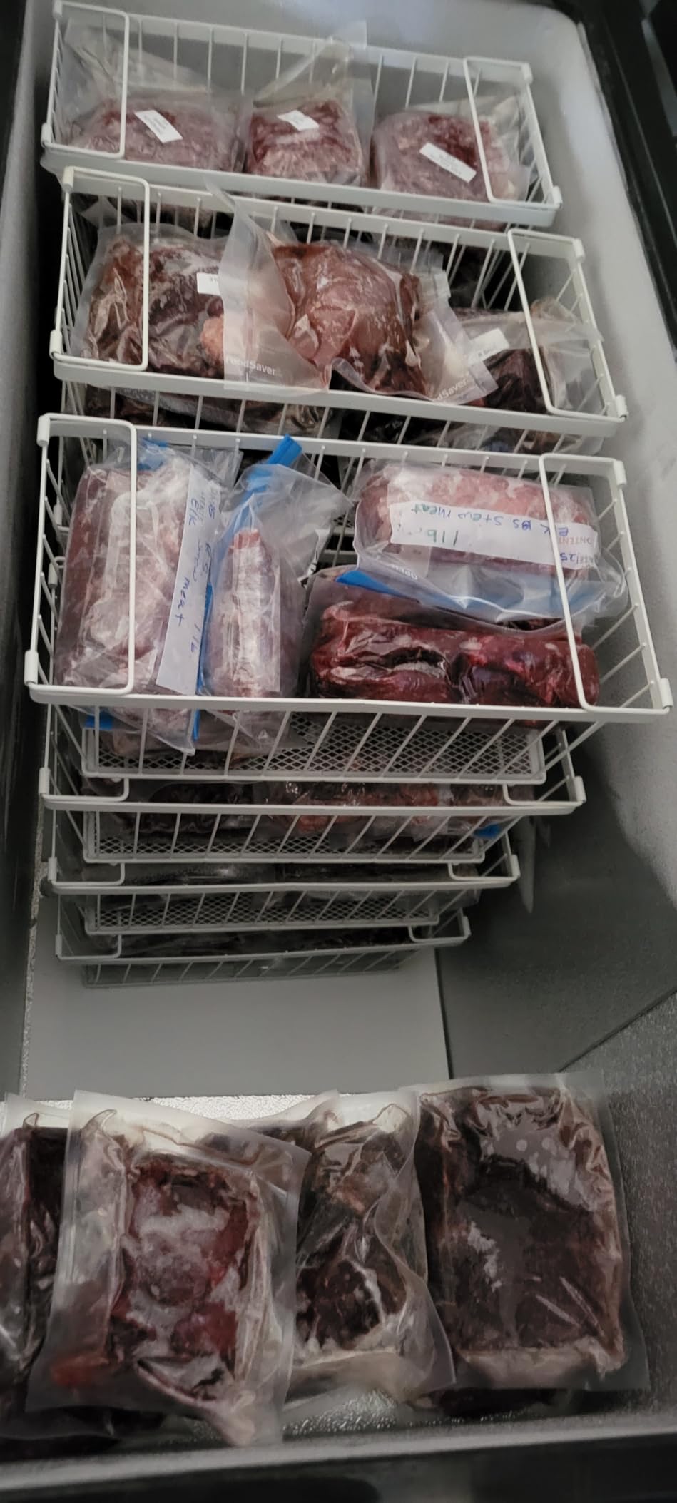 Enhanced Leak-Proof Bottom - Freezer Organizer Bins, 4 Pack Stackable Deep Freezer Organizer Bins for 7 Cu.FT Small Chest Freezer, organization and storage, pantry organizers (white) customer photo 1