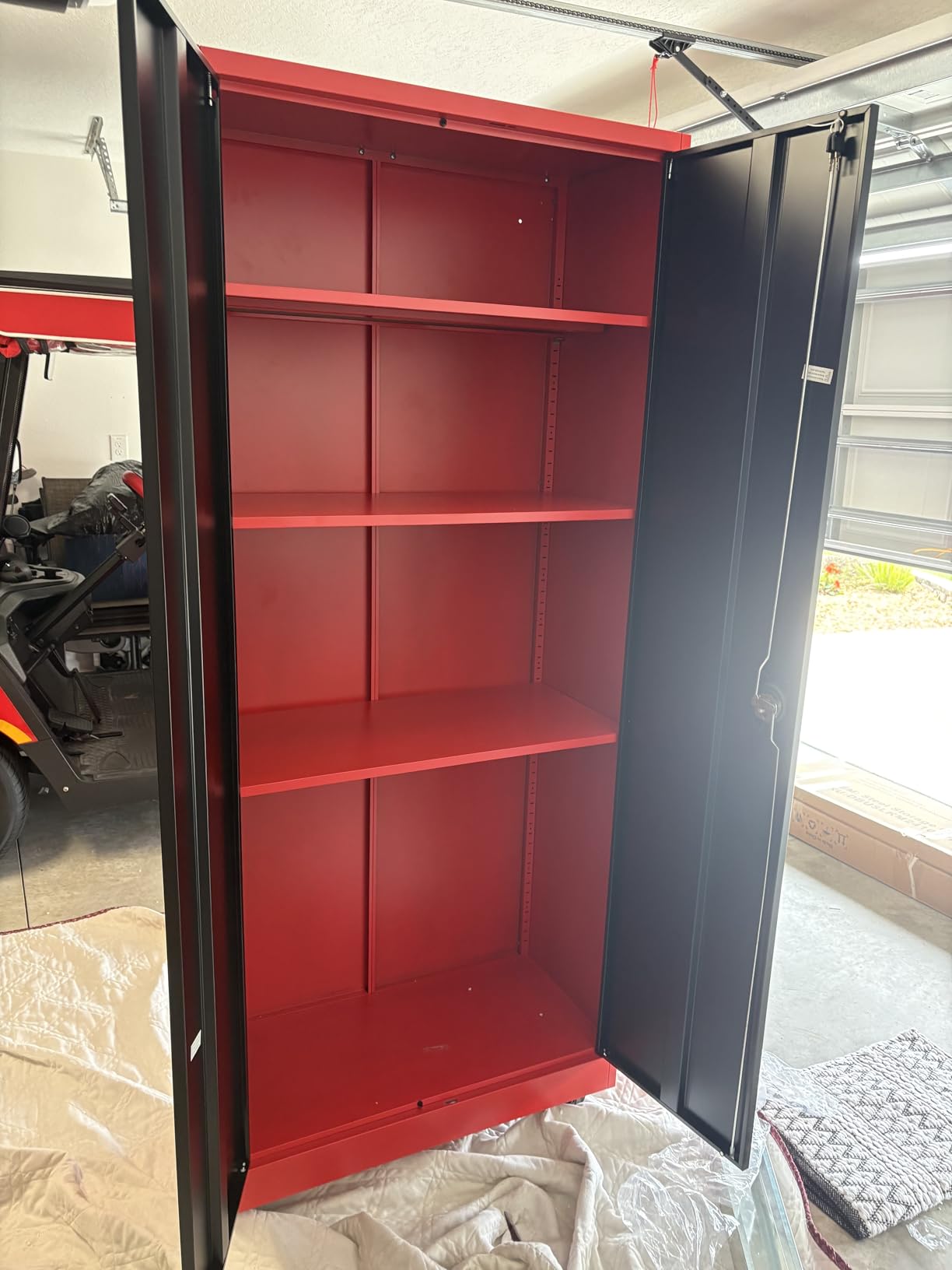 SISESOL Metal Storage Cabinet with Wheels,75 inch Tall Rolling Garage Storage Cabinet with Lock,Black Metal Cabinets with Wheels and Shelves,Deep Heavy Duty Tool Locker for Garage,Home,Office,Shop customer photo 1