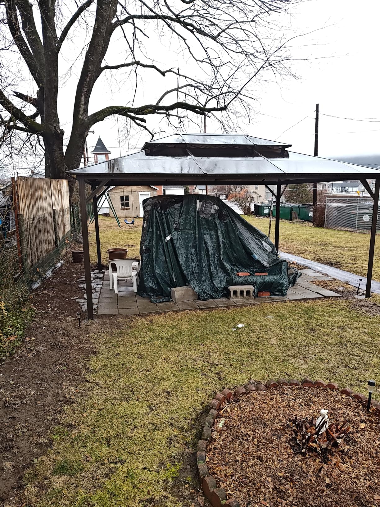 Aoxun 12'x10' Hardtop Gazebo, Aluminum Frame Permanent Pavilion with Curtains and Netting, Outdoor Polycarbonate Double Roof Canopy, Designed for Garden, Lawns, Patio, Brown customer photo 2
