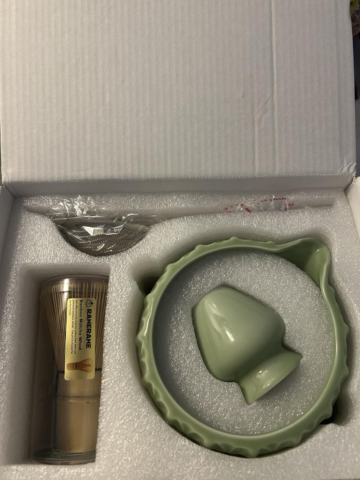 6-Piece Matcha Set, Matcha Whisk (Chasen) & Holder, Matcha Bowl with Spout, Sifter & Spoon, Bamboo & Ceramic, Dark Green customer photo 2