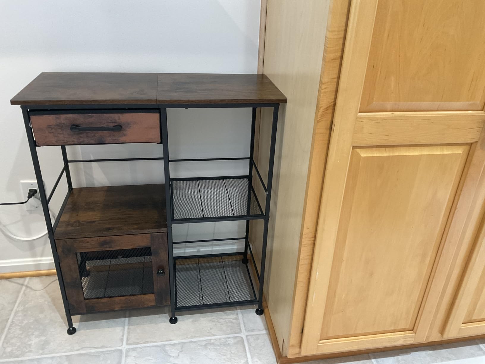 SWTYMIKI Coffee Bar Cabinet for Home - Farmhouse Coffee Stand Station Multi-Purpose Buffet Sideboard Cabinet with Drawers - Kitchen Bar Table for Living Room, Corner, Small Space, Espresso customer photo 2