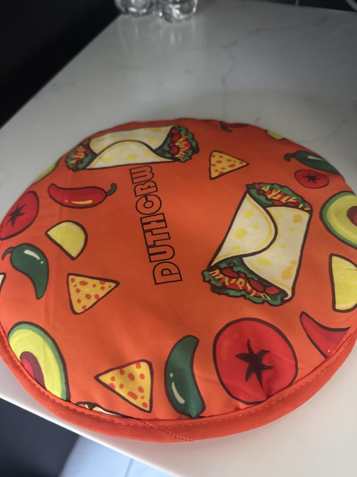 2 PACK Large Tortilla Warmers, Premium Insulated Fabric Pouch Keeps Tacos, Naan, Pizza & Flour Tortillas Cozily Warm, Microwavable & Classic, Ideal for Family Feasts, Orange/Black customer photo 1