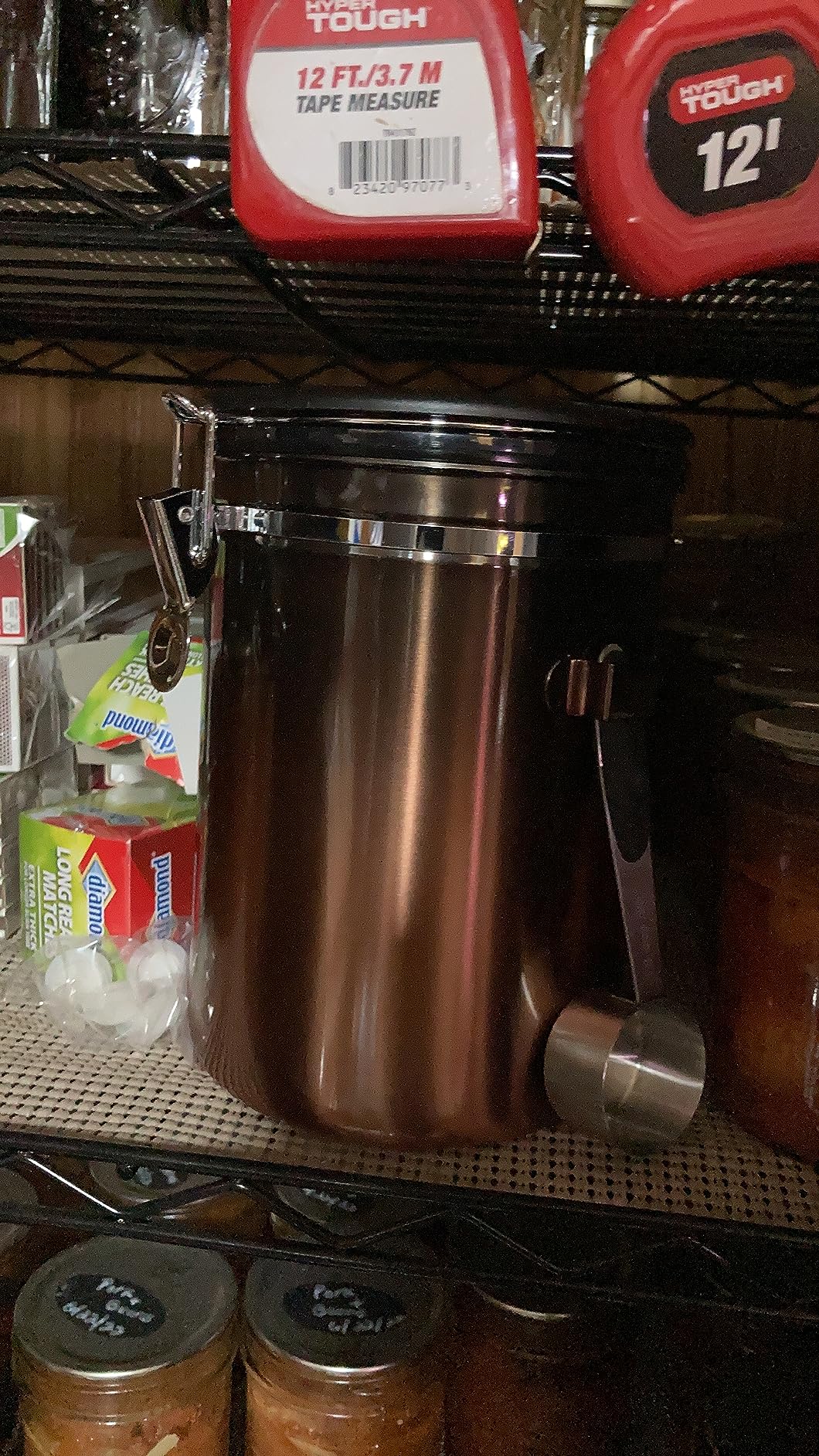 Coffee Canisters with Window, Scoop and Airtight Lid Stainless Steel Kitchen Bean Storage Grounds Container (22OZ/Black) Date Tracker and Scoop for Grounds Coffee Bar Accessories Beans, Cereal, Sugar customer photo 2