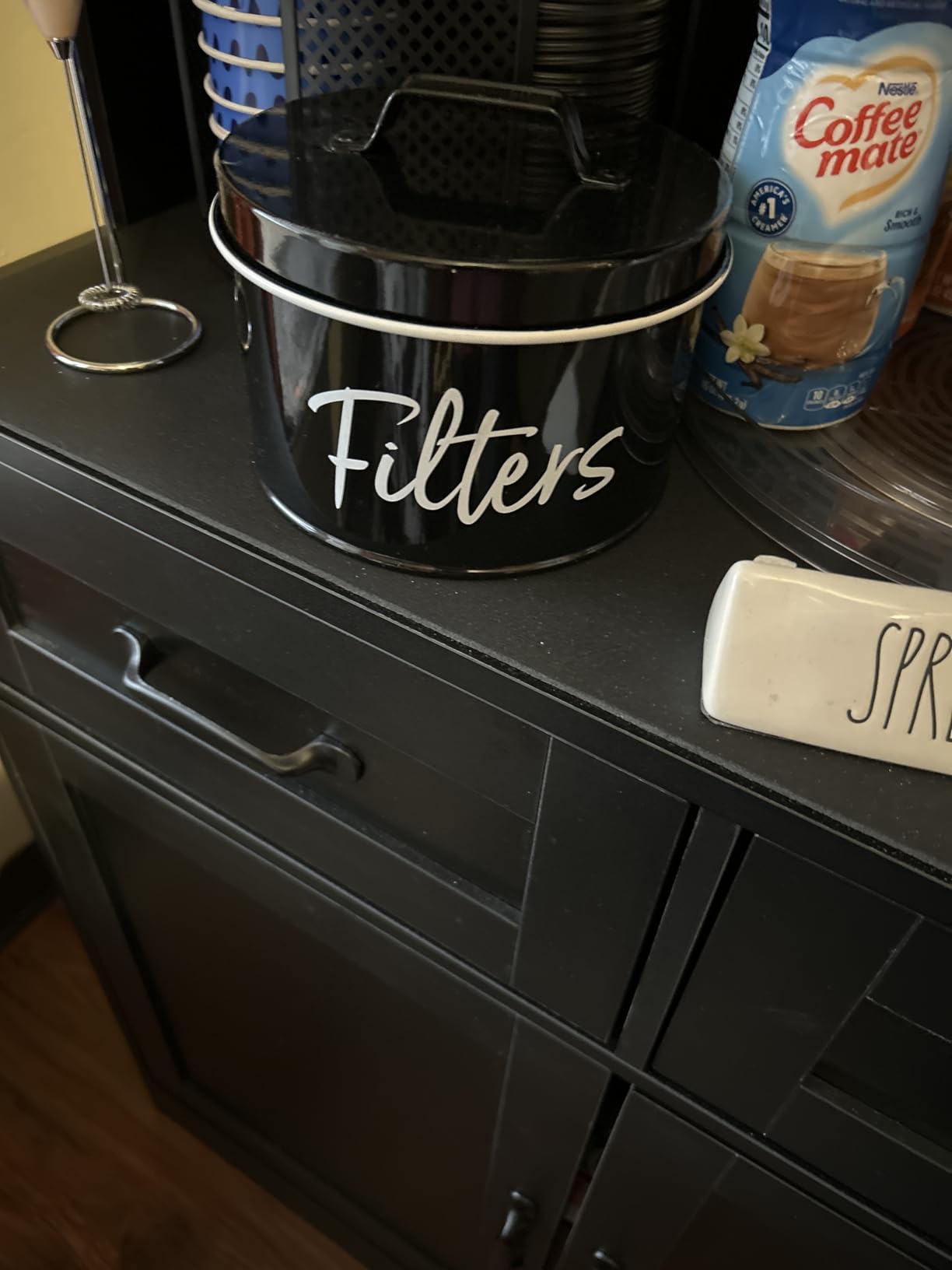 DRASTAR Coffee Filter Holder, Black Filter Storage with Lid for Counter, Storage Basket Container for Coffee Bar Accessories Decor customer photo 2