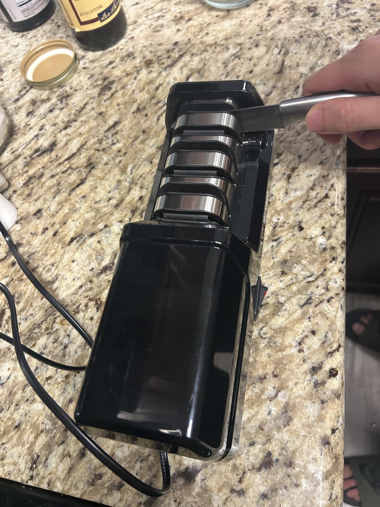 Electric Knife Sharpener for Kitchen - Professional 3-Stage 100% Diamond System with 20° Precision Angle, Fast Sharpening to Restore & Polish Chef Knives(Black) customer photo 1