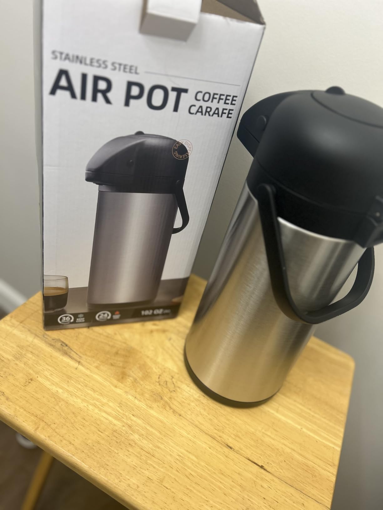 Coffee Carafe for Keeping Hot - Gezoss 102OZ / 3L Airpot Coffee Dispenser with Pump - Large Coffee Carafe for Hot Drinks Tea Liquid - Insulated Stainless Steel Hot Water Beverage Urn for Parties customer photo 2