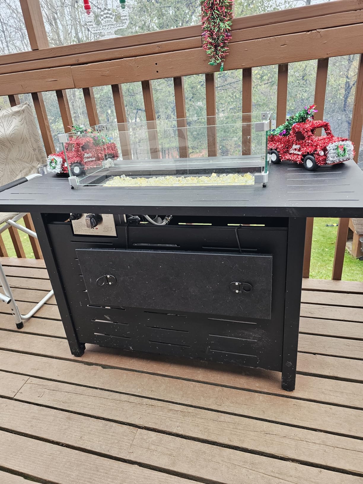 Aoxun 41 Inch Propane Fire Pit-50,000 BTU Gas Fire Pit Table with Removable Lid & Lava Rocks, Rectangle Firepit Table for Outside, Patio, Deck, Backyard, Black customer photo 1