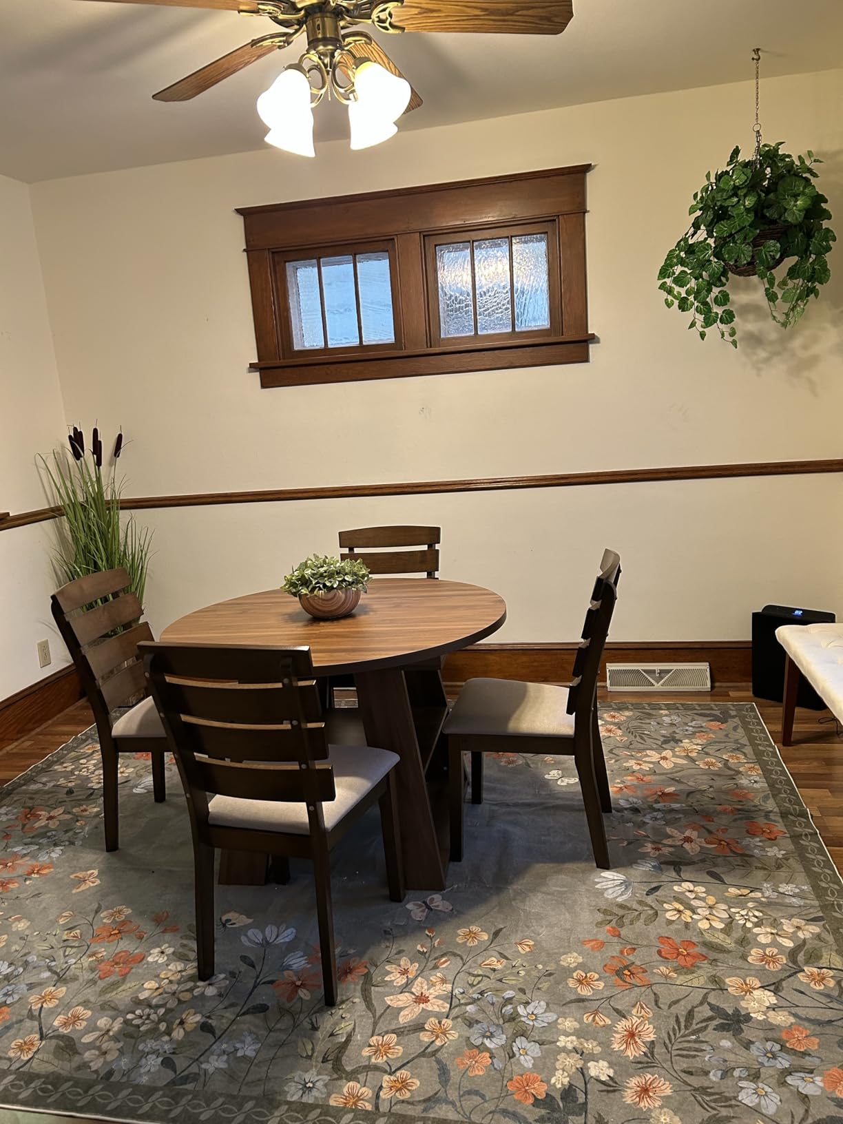 43.3in-59in Extendable Round Dining Table for 4-8, Modern Kitchen Oval Dining Table with Removable Leaves Space Saving, Wood Base with Storage Shelf for Kitchen Living Room (Walnut) customer photo 2