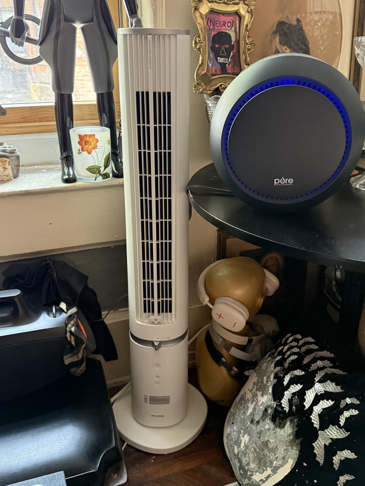 PELONIS 40 inch Bladeless Tower Fan for Bedroom, Standing Fan with Remote Control, 26ft/s, 90° Oscillation, 3 Speed Settings, 27 Db, 3 Modes, 15-Hour Timer, LED Display, Fan that Blows Cold Air, Grey customer photo 2