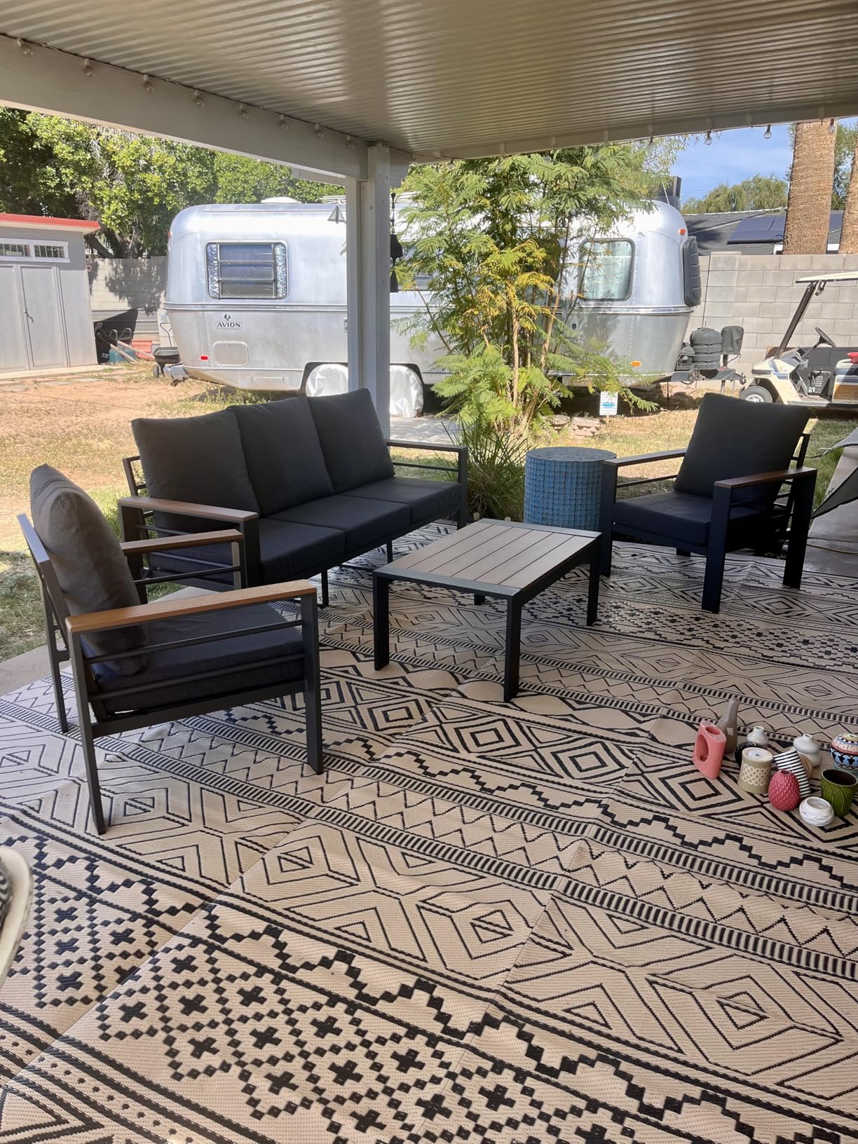 Aoxun Patio Furniture Set, 5 Piece Aluminum Patio Sets with 5