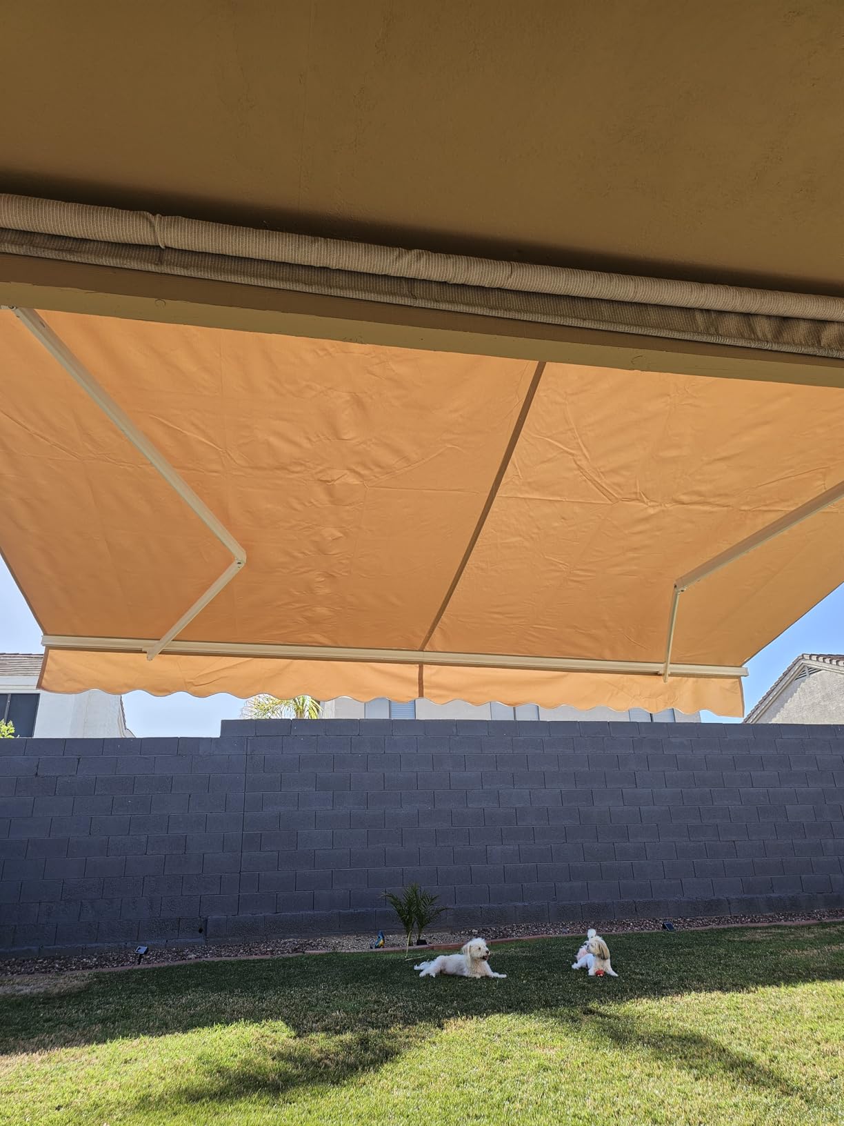 VEVOR Manual Retractable Awning, 12 x 10 ft Outdoor Patio Awning Retractable Sun Shade, Patio Door Window Water-Resistant Polyester Awning Sunshade Shelter with Crank Handle for Balcony, Backyard customer photo 1