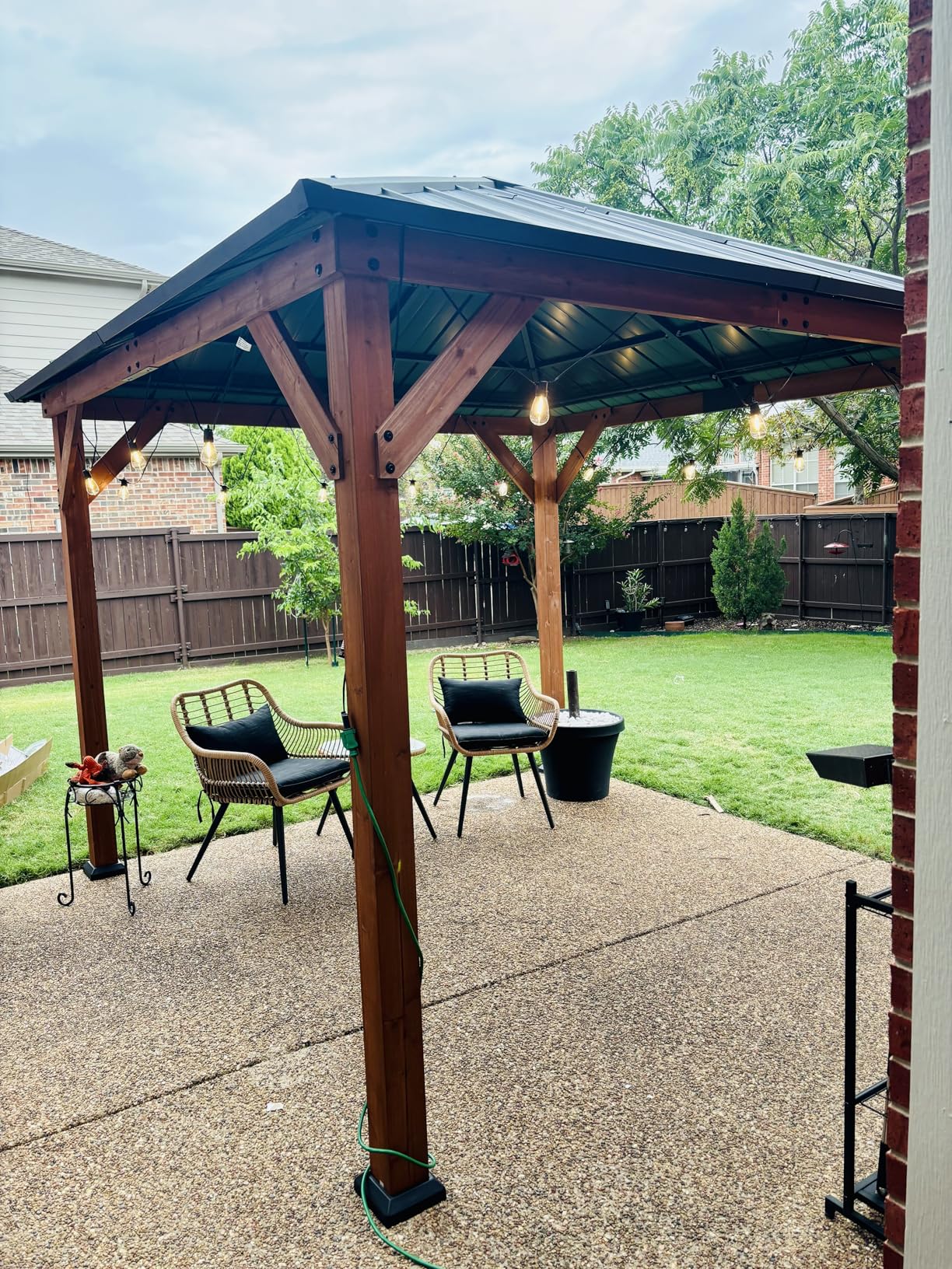 Modern Shade Tranquil Grove Wood Gazebo 10' x 10', Hardtop Gazebo Permanent with Galvanized Steel Roof, Cedar Outdoor Gazebo with Sturdy Hooks for Garden, Backyard, Patio and Deck customer photo 2