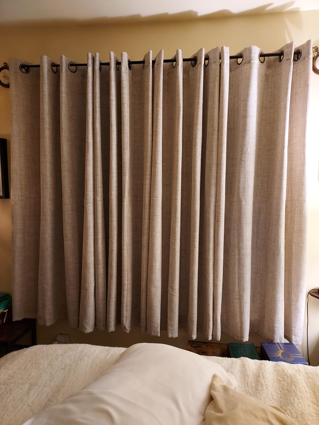 YoungsTex Linen Kitchen Window Curtains 40 Inches Long, Short Drapes Light Filtering with Bronze Grommet Rustic Semi Sheer for Bathroom Small Windows, 42 x 40 Inch, 2 Panels customer photo 1