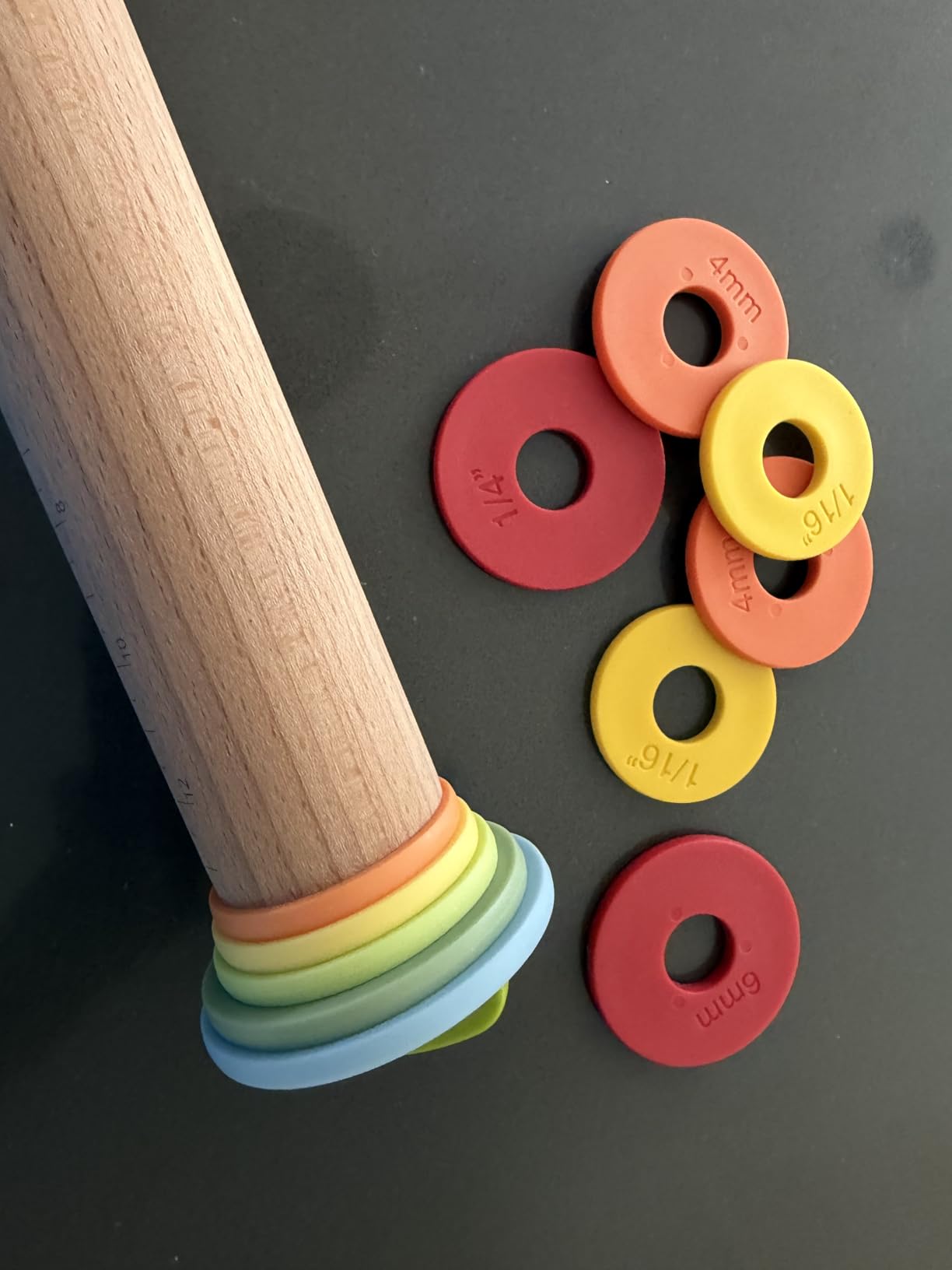 Geesta Rolling Pin Guide Rings Multicolored Spacer Bands 10 Peice Set for Geesta Adjustable Wood Rolling Pin Baking Accessories customer photo 1