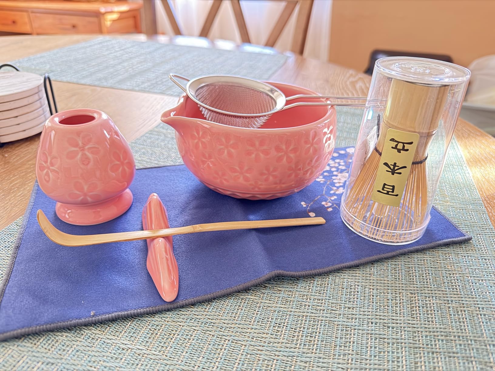 Matcha Whisk Set, Ceramic Bowl Matcha Kit & Handcrafted Bamboo Chasen, Complete 5 Pcs Matcha Set Whisk and Bowl, Stainless Steel Sifter, Bamboo Scoop & Holder for Matcha Lovers customer photo 2