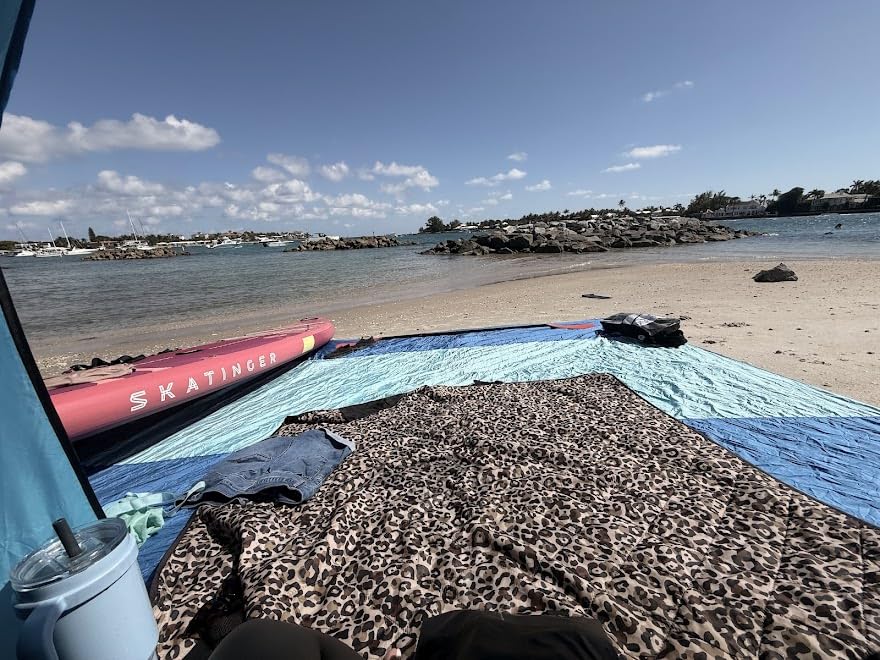 WEKAPO Beach Blanket Sandproof Waterproof, Extra Large Beach Mat, Oversized & Compact Sand Free, Quick Drying Beach Essentials for Vacation, Cruise, Picnic & Camping with Stakes customer photo 1