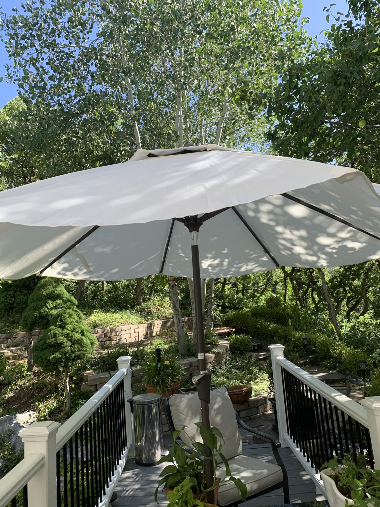 JEAREY 9 ft 2-Tiers Patio Umbrellas Outdoor Table Market Umbrella w/Push Button Tilt/Crank, 8 Sturdy Ribs, UV Protection Waterproof Sunproof customer photo 1