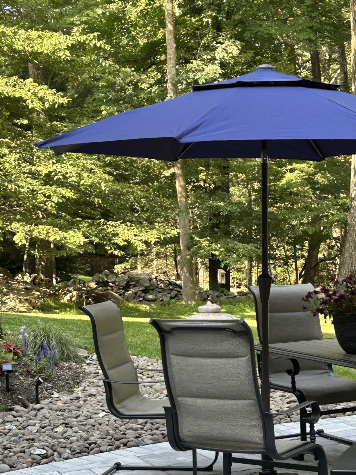 JEAREY 9 ft 2-Tiers Patio Umbrellas Outdoor Table Market Umbrella w/Push Button Tilt/Crank, 8 Sturdy Ribs, UV Protection Waterproof Sunproof customer photo 2
