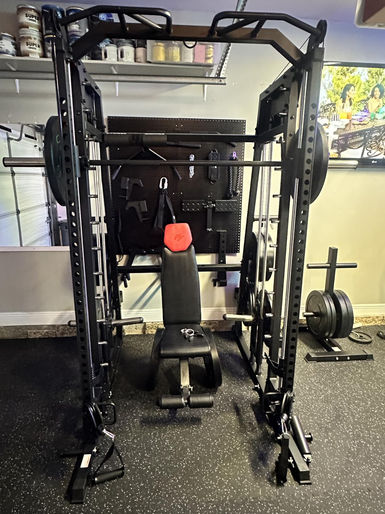 Mikolo M4 2.0 Smith Machine, 2200lbs Squat Rack with LAT-Pull Down System & Cable Crossover Machine, Training Equipment with Leg Hold-Down Attachment customer photo 1