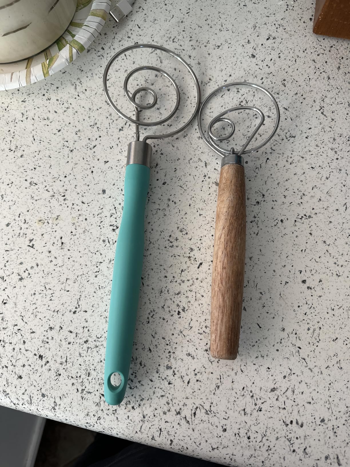 U-Taste 12.6in Danish Dough Whisk: 18/8 Stainless Steel Heavy-Duty Sourdough Mixer Tool, Food Grade Dutch Style Seamless Bread Wisk, Sturdy for Mixing, Stirring, Kneading Thick Batter (Aqua Sky) customer photo 1