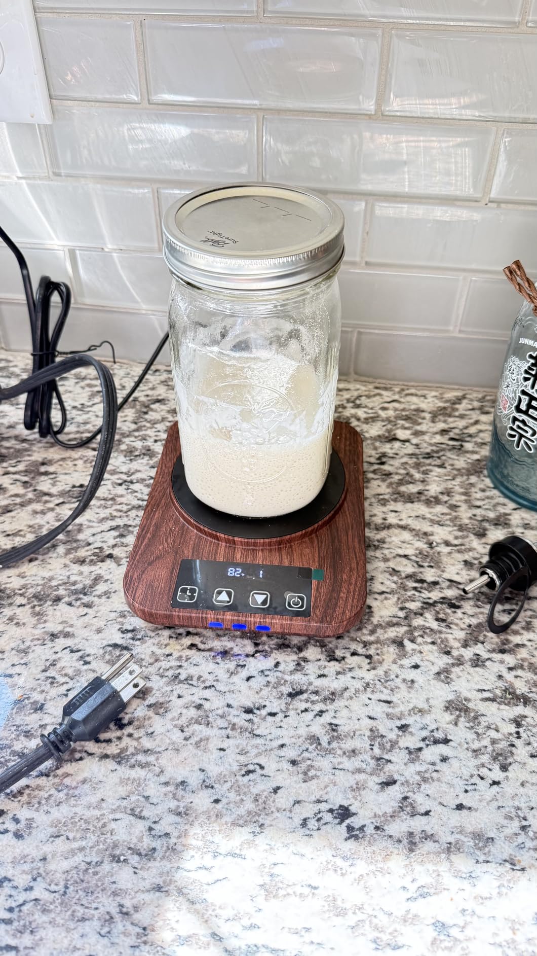 Electric Sourdough Starter Warmer, Upgrade Warming Heating Pad Mat for Sour Dough Starter, Sourdough Heater Proofing Tool for Home Baking with Thermostat Control, Timing, Memory Function (Wood Grain) customer photo 1