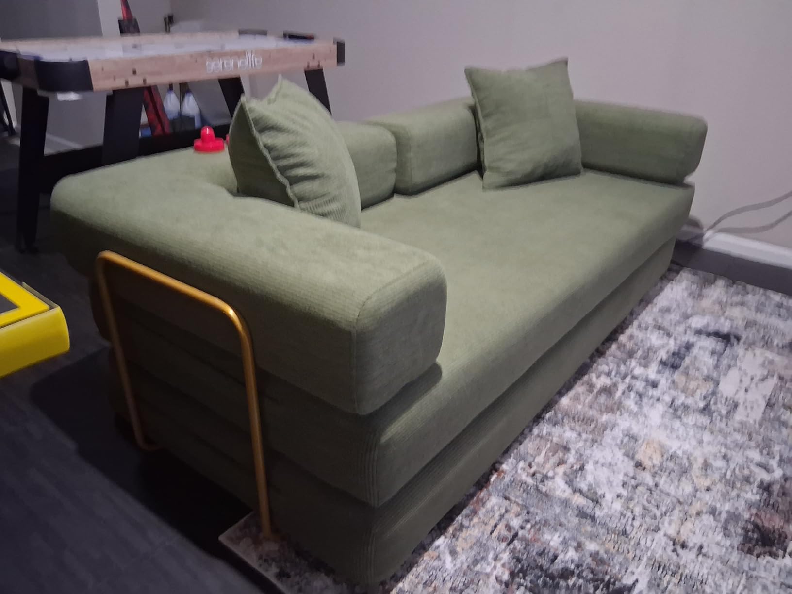 4-in-1 Folding Convertible Sofa Bed, 78 Inch Boneless Couch with Fixed-Shape Frame, Corduroy Loveseat Sleeper with Pull Out Bed, Floor Sofa Modular Futon Couch for Living Room Bedroom Lounge (Beige) customer photo 2