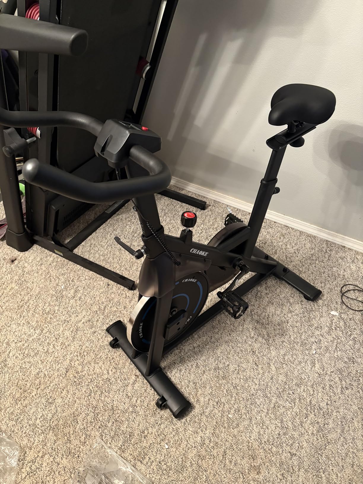 Exercise Bike, CHAOKE Quiet Adjustable Magnetic Resistance Stationary Bike for Home Cardio with App Compatible, 350LB Weight Capacity Indoor Cycling Bike with Comfortable Seat & Digital Display customer photo 1