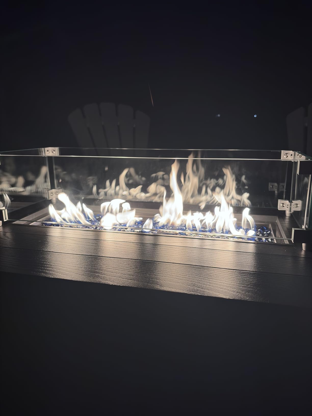 Sundale Outdoor 51 Inch Outdoor Fire Pit Table, 50,000BTU Rectangle Propane Fire Pit with Sliding Tank Holder, Glass Wind Guard, Removable Lid, CSA Certified, Gray customer photo 2
