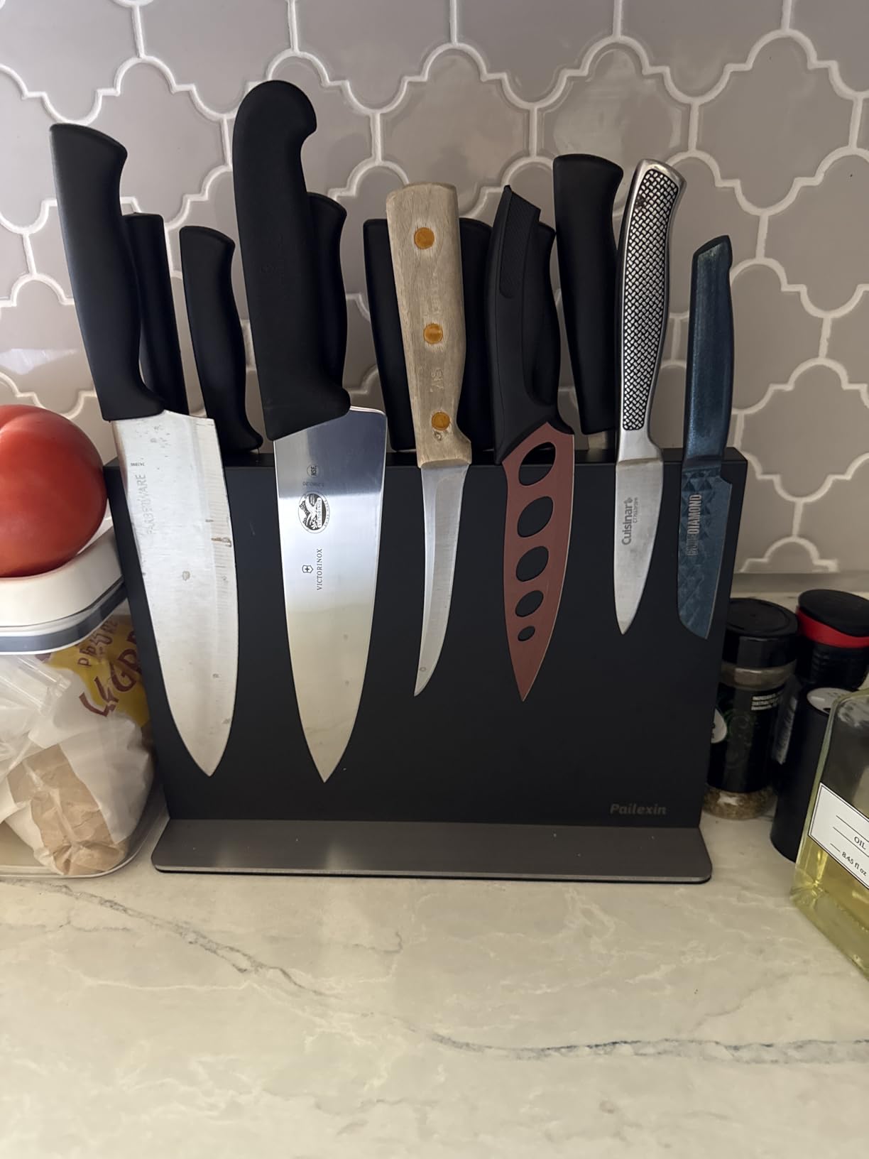 Magnetic Knife Block Without Knives-Black Stainless Steel Double-Sided Magnetic Knife Holder Stand with Strong Magnets, Knife Storage Organizer for Kitchen Counter top customer photo 1