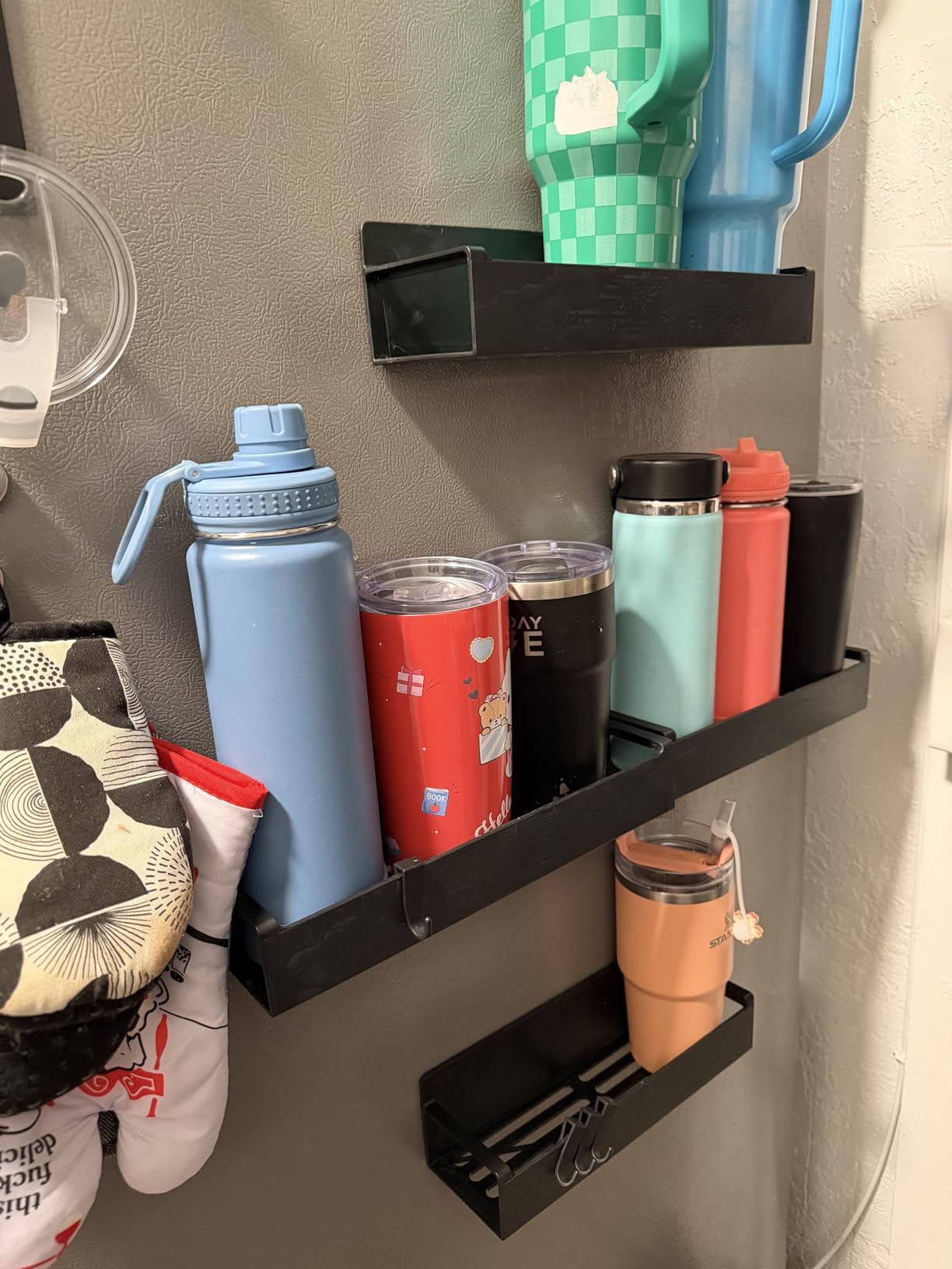 Magnetic Water Bottle Holder for Refrigerator, Cup Holder Organizer for Stanley and Tumbler for Kitchen, 4 Pack, Black customer photo 1