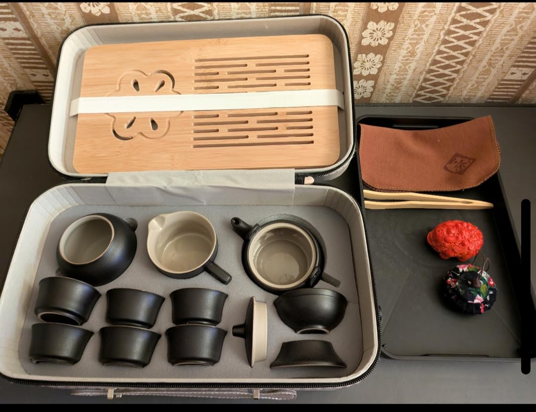 ICHAG Gray Porcelain Tea Set, 15-Piece Chinese Gongfu Tea Set with Tea Pet & Tea Tray, Premium Tea Sets for Adults, Travel Tea Party Set for Home/Office/Outdoor/Gifts customer photo 2